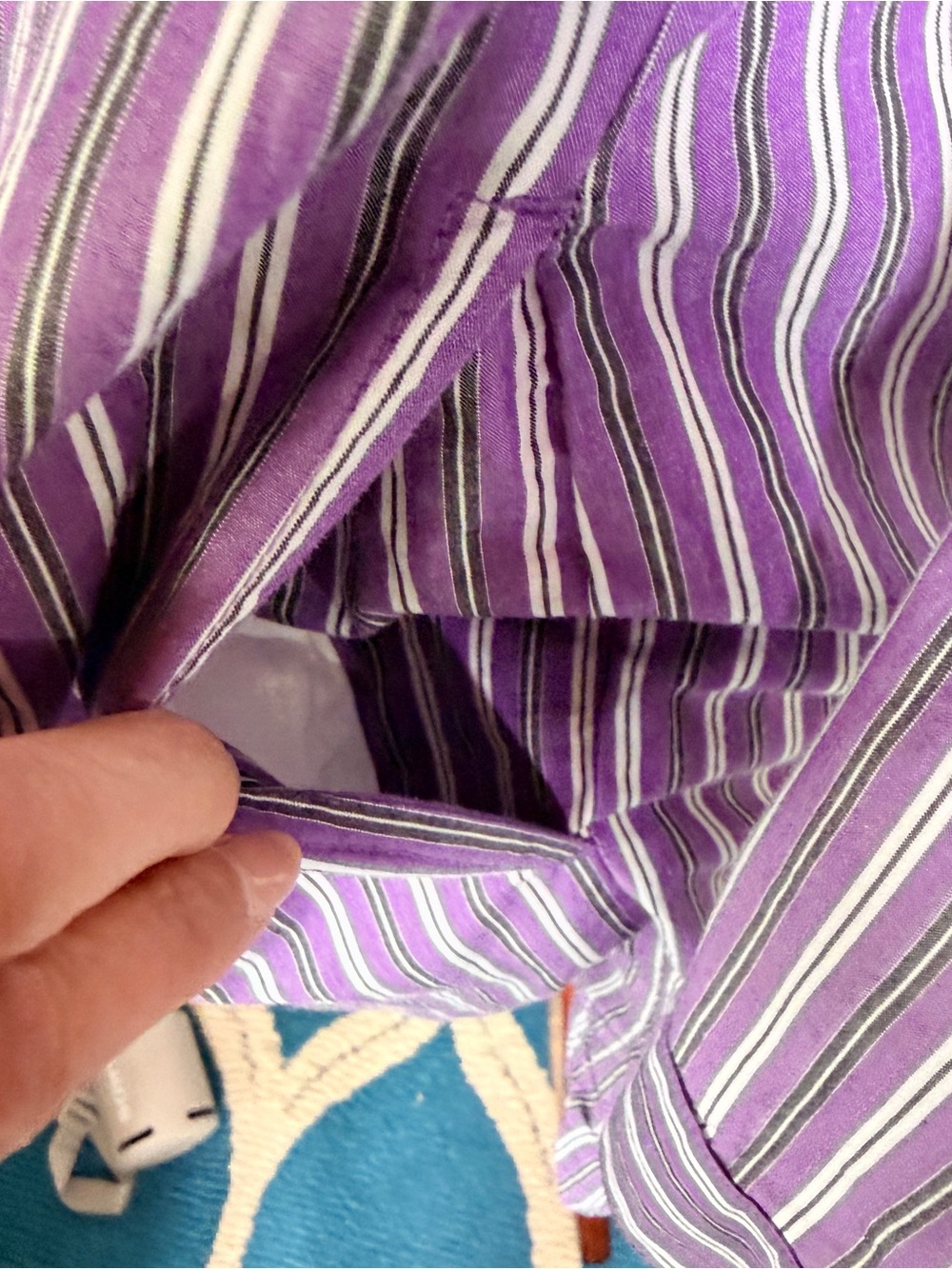LOFT Purple and White Striped Midi Shirt Dress, classic preppy old money style - Picture 11 of 11